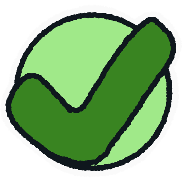 a dark green check mark on a light green circle
